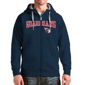 Men's Antigua Navy Cleveland Guardians Wordmark Victory Full-Zip Hoodie