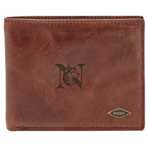 Men's Fossil Brown Northeastern Huskies Leather Ryan RFID Flip ID Bifold Wallet