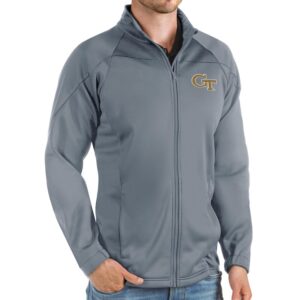 Men's Antigua Steel Georgia Tech Yellow Jackets Links Full-Zip Golf Jacket