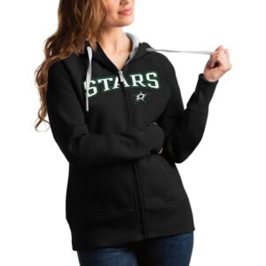 Women's Antigua Black Dallas Stars Wordmark Victory Full-Zip Hoodie