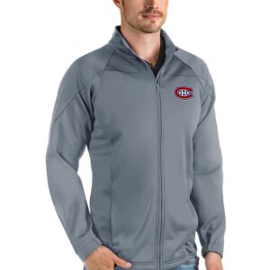 Men's Antigua Gray Montreal Canadiens Links Full-Zip Golf Jacket