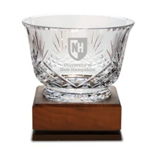 New Hampshire Wildcats Medium Handcut Crystal Footed Revere Bowl