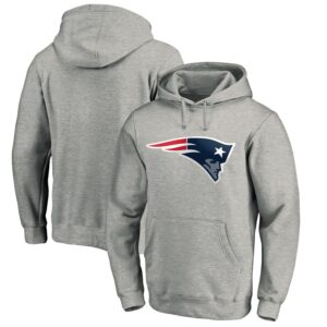 Men's Heather Gray New England Patriots Primary Logo Fitted Pullover Hoodie
