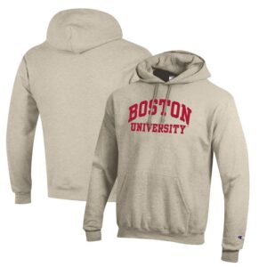 Men's Champion Oatmeal Boston University Eco Powerblend Pullover Hoodie