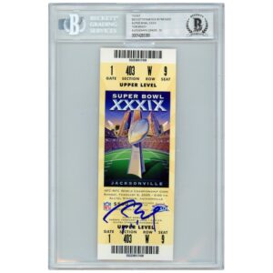 Tom Brady New England Patriots Autographed Super Bowl XXXIX Ticket - Beckett Graded 10