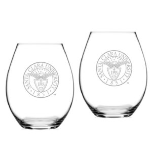 Santa Clara Broncos 20oz. 2-Piece Riedel Stemless Wine Glass Set