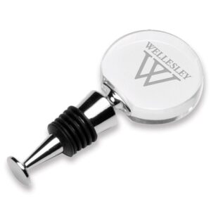 Wellesley Blue Logo Round Wine Stopper