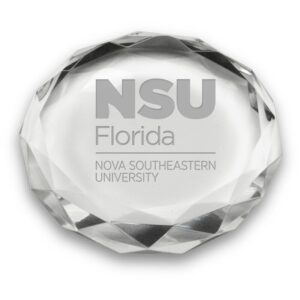 Nova Southeastern Sharks 3'' Optic Crystal Faceted Paperweight