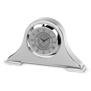 Silver Northeastern Huskies Logo Napoleon Desk Clock