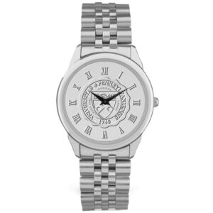 Men's Silver Pennsylvania Quakers Team Medallion Rolled Link Bracelet Wristwatch