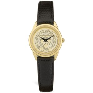 Women's Gold/Black Pennsylvania Quakers Medallion Leather Wristwatch