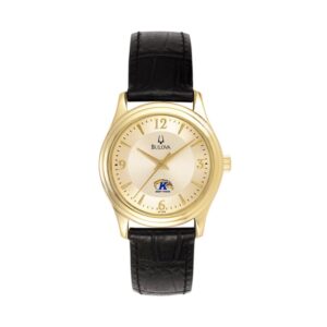 Women's Bulova Gold/Black Kent State Golden Flashes Stainless Steel Watch with Leather Band