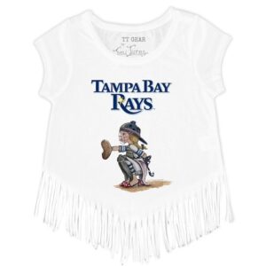 Girls Youth Tiny Turnip White Tampa Bay Rays Kate the Catcher Fringe T-Shirt