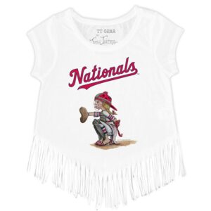 Girls Youth Tiny Turnip White Washington Nationals Kate the Catcher Fringe T-Shirt
