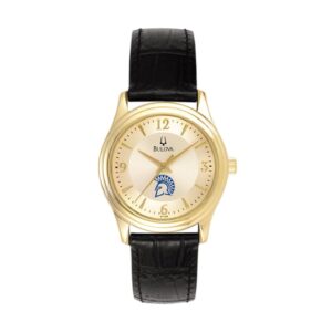 Women's Bulova Gold/Black San Jose State Spartans Stainless Steel Watch with Leather Band
