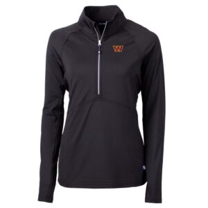 Women's Cutter & Buck Black Washington Commanders Adapt Eco Knit Stretch Half-Zip Pullover Jacket