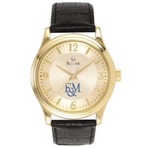 Bulova Gold Franklin & Marshall Diplomats Stainless Steel Watch with Leather Band