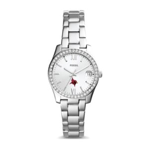 Women's Fossil Silver St John Fisher Cardinals Scarlette Mini Three-Hand Date Watch