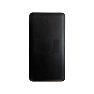 Black Miami Hurricanes Debossed Faux Leather Power Bank