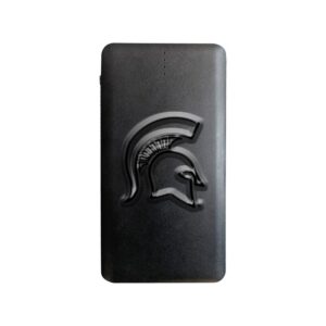 Black Michigan State Spartans Debossed Faux Leather Power Bank