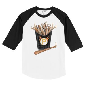 Infant Tiny Turnip White/Black Pittsburgh Pirates Hot Bats Raglan 3/4 Sleeve T-Shirt