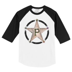 Infant Tiny Turnip White/Black Pittsburgh Pirates Military Star Raglan 3/4 Sleeve T-Shirt