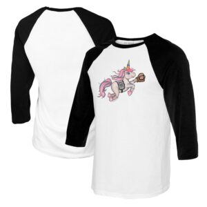 Youth Tiny Turnip White/Black Colorado Rockies Unicorn Raglan 3/4 Sleeve T-Shirt
