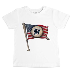 Toddler Tiny Turnip White Miami Marlins Baseball Flag T-Shirt