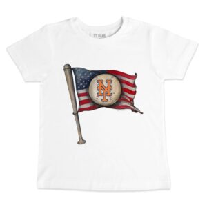 Toddler Tiny Turnip White New York Mets Baseball Flag T-Shirt