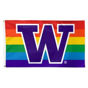 WinCraft Washington Huskies 3' x 5' Single-Sided Deluxe Team Pride Flag