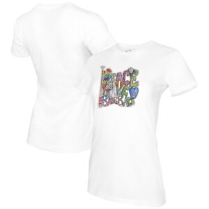 Women's Tiny Turnip White Chicago Cubs Peace Love Baseball T-Shirt