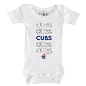 Infant Tiny Turnip White Chicago Cubs Stacked Bodysuit