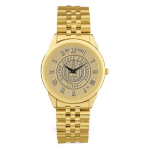 Gold Wayne State Warriors Team Medallion Rolled Link Bracelet Wristwatch
