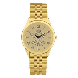 Gold William & Mary Tribe Team Medallion Rolled Link Bracelet Wristwatch