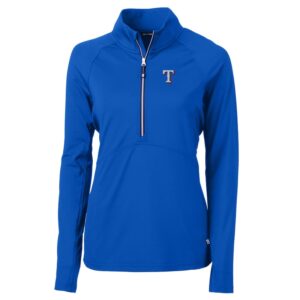 Women's Cutter & Buck Royal Texas Rangers Adapt Eco Knit Stretch Half-Zip Pullover Top