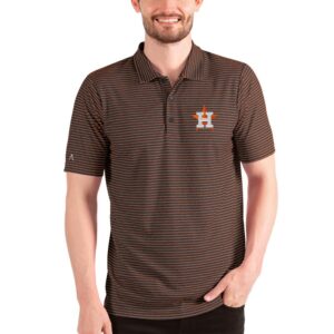 Men's Antigua Heathered Black/Orange Houston Astros Esteem Polo