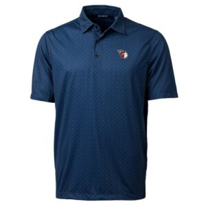 Men's Cutter & Buck Navy Cleveland Guardians Pike Double Dot Print Stretch Polo