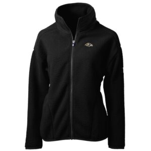 Women's Cutter & Buck Black Baltimore Ravens Cascade Eco Sherpa Fleece Full-Zip Jacket