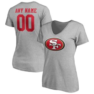 Women's Gray San Francisco 49ers Team Authentic Custom V-Neck T-Shirt