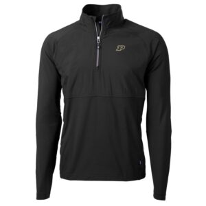 Men's Cutter & Buck Black Purdue Boilermakers Adapt Eco Knit Hybrid Recycled Quarter-Zip Pullover Top
