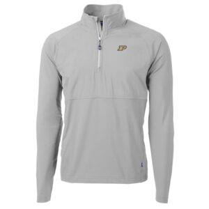 Men's Cutter & Buck Silver Purdue Boilermakers Adapt Eco Knit Hybrid Recycled Quarter-Zip Pullover Top