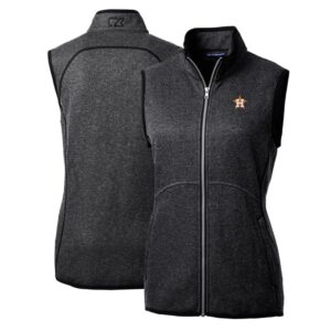 Women's Cutter & Buck Heathered Charcoal Houston Astros Mainsail Sweater-Knit Full-Zip Vest