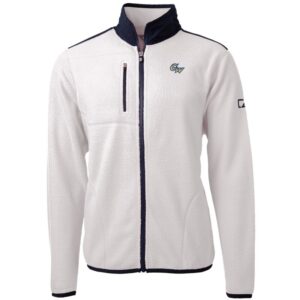 Men's Cutter & Buck Cream George Washington University Team Logo Cascade Eco Sherpa Fleece Full-Zip Jacket