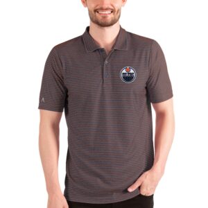 Men's Antigua Heathered Navy/Orange Edmonton Oilers Esteem Polo