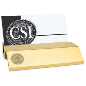 Emerson College Lions Gold Business Card Holder
