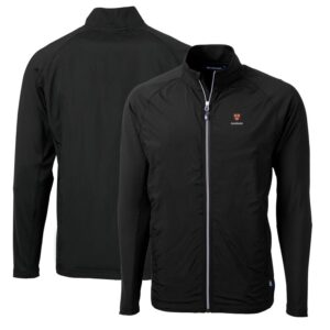 Men's Cutter & Buck Black Harvard Crimson Big & Tall Adapt Eco Knit Hybrid Recycled Full-Zip Jacket