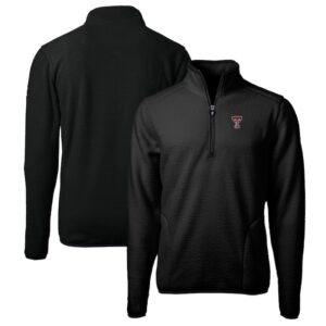 Men's Cutter & Buck Black Texas Tech Red Raiders Big & Tall Cascade Eco Sherpa Fleece Quarter-Zip Jacket