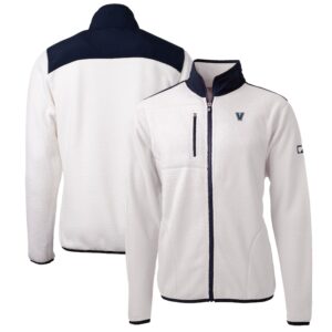 Men's Cutter & Buck White/Navy Villanova Wildcats Big & Tall Cascade Eco Sherpa Fleece Full-Zip Jacket