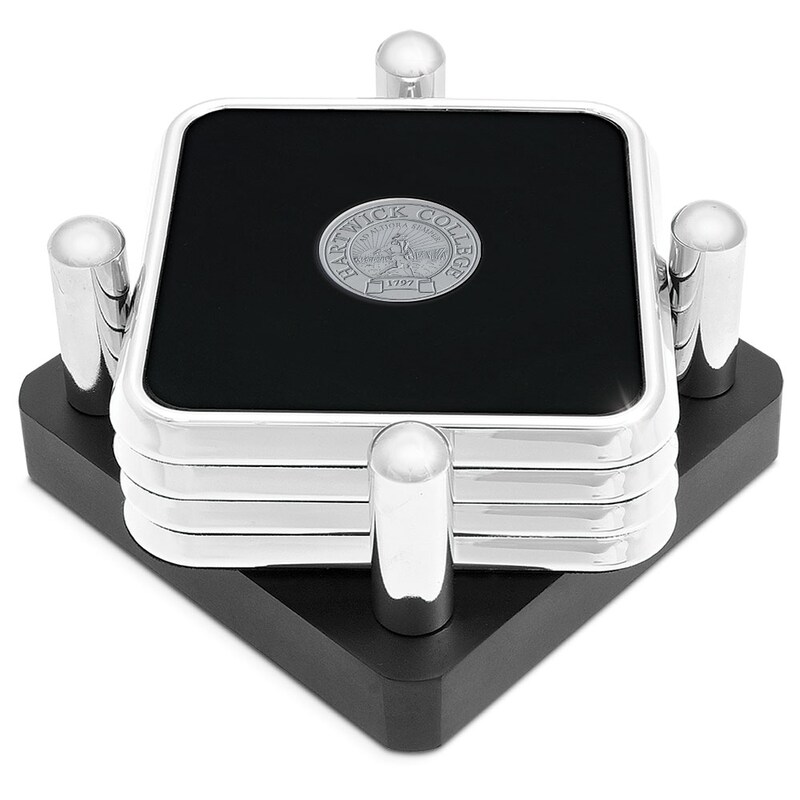 Silver Hartwick College Hawks 4-Piece Square Coaster Set in Presentation Stand