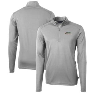 Men's Cutter & Buck Gray Florida A&M Rattlers Big & Tall Virtue Eco Pique Recycled Quarter-Zip Pullover Top